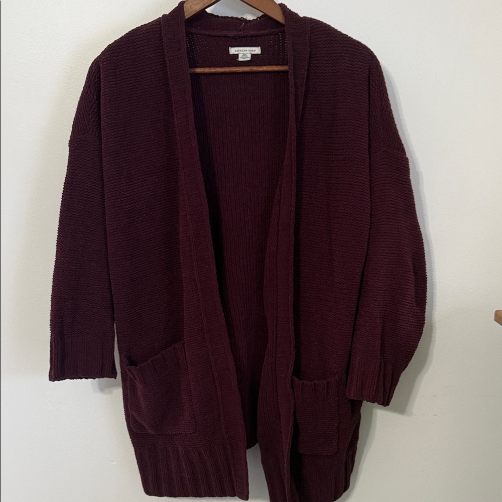 American Eagle Outfitters Open-Front Burgundy Cardigan Size XS/S